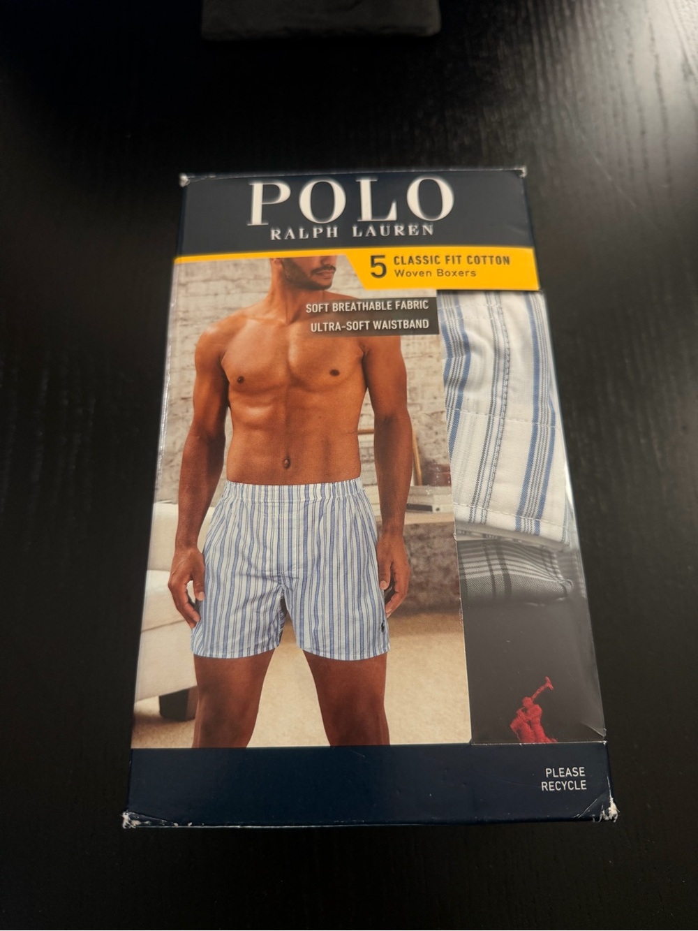 Polo by Ralph Lauren White and Blue Striped Woven Boxers (5 Pack)
